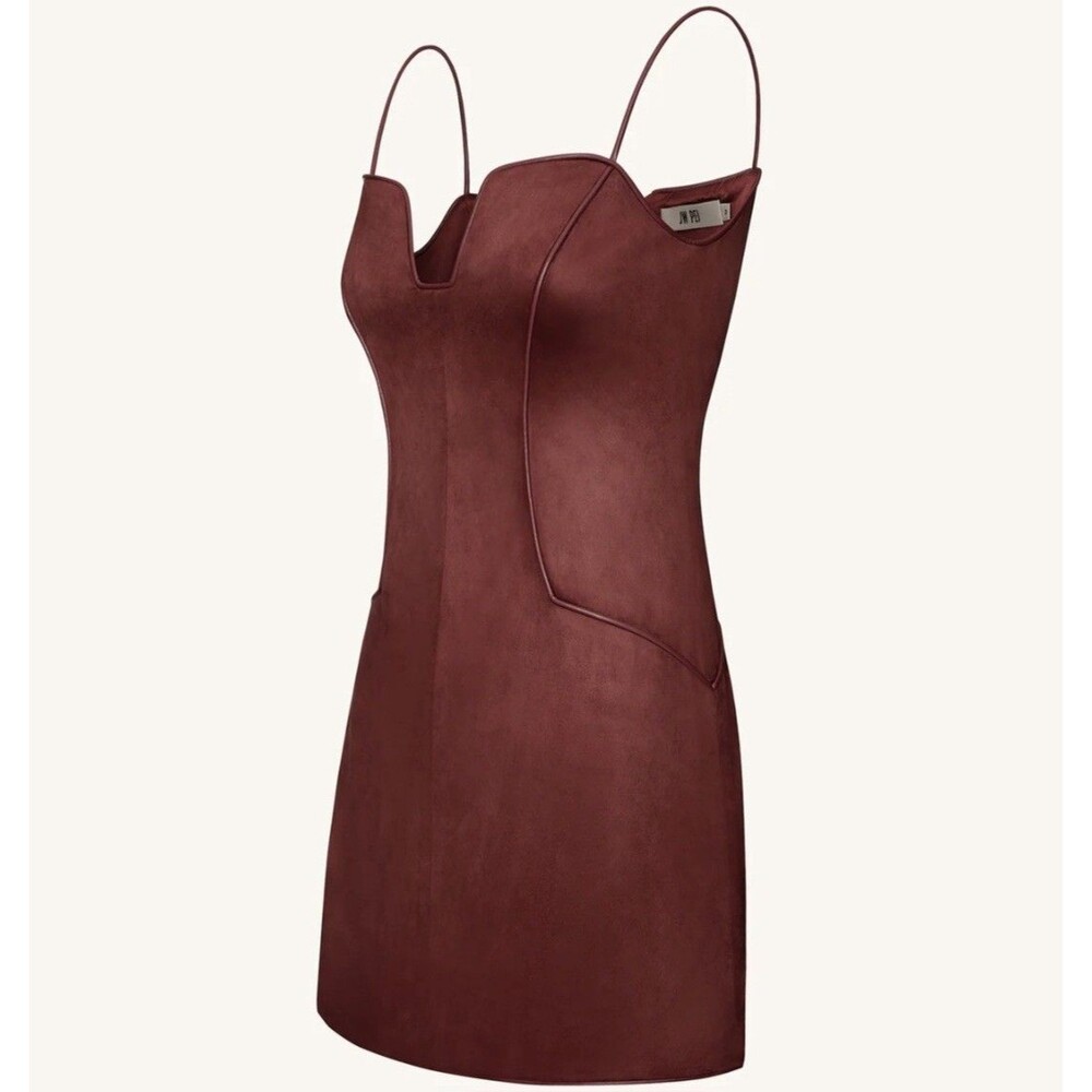 JW PEI Eva Spaghetti Strap Sueded Dress Burgundy Women 6 Mini Party Nightout - Picture 5 of 17